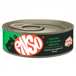 ENSO Корм конс полнор д/кошек, паштет с кроликом и зеленой фасолью, ж/б 100г