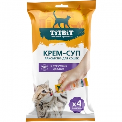 Титбит Крем-суп д/кошек с кусочками кролика10 г, 4шт