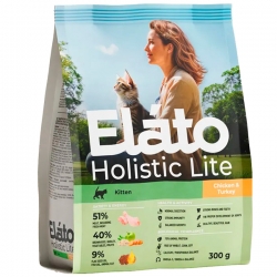 Elato Holistic Lite д/котят/берем.,кормящих Курица/Индейка 0,3 кг