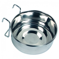 Миска металл 0,58л на крючках д/клетки AVARO HOOK INOX 12см, Flamingo