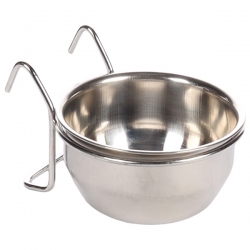 Миска металл 0,15л на крючках д/клетки AVARO HOOK INOX 8см, Flamingo