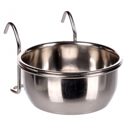 Миска металл 0,29л на крючках д/клетки AVARO HOOK INOX 10см, Flamingo