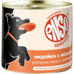 ENSO SENSITIVE Корм конс.полнор. д/собак чув. пищ,МОНОПРОТЕИН, ЖКТ,н/жир, рублен инд, греч,ябл 190г