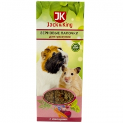 Jack&King Зерновые палочки для грызунов с овощами, 3шт., 90гр.