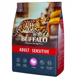 Mr.Buffalo  сухой корм д/кошек ADULT SENSITIVE  1,8кг индейка СРОК РЕАЛ 30.01.25