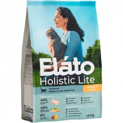 Elato Holistic Lite д/кошек кастрир./стерил/малоактив. Курица/Индейка  1,5 кг